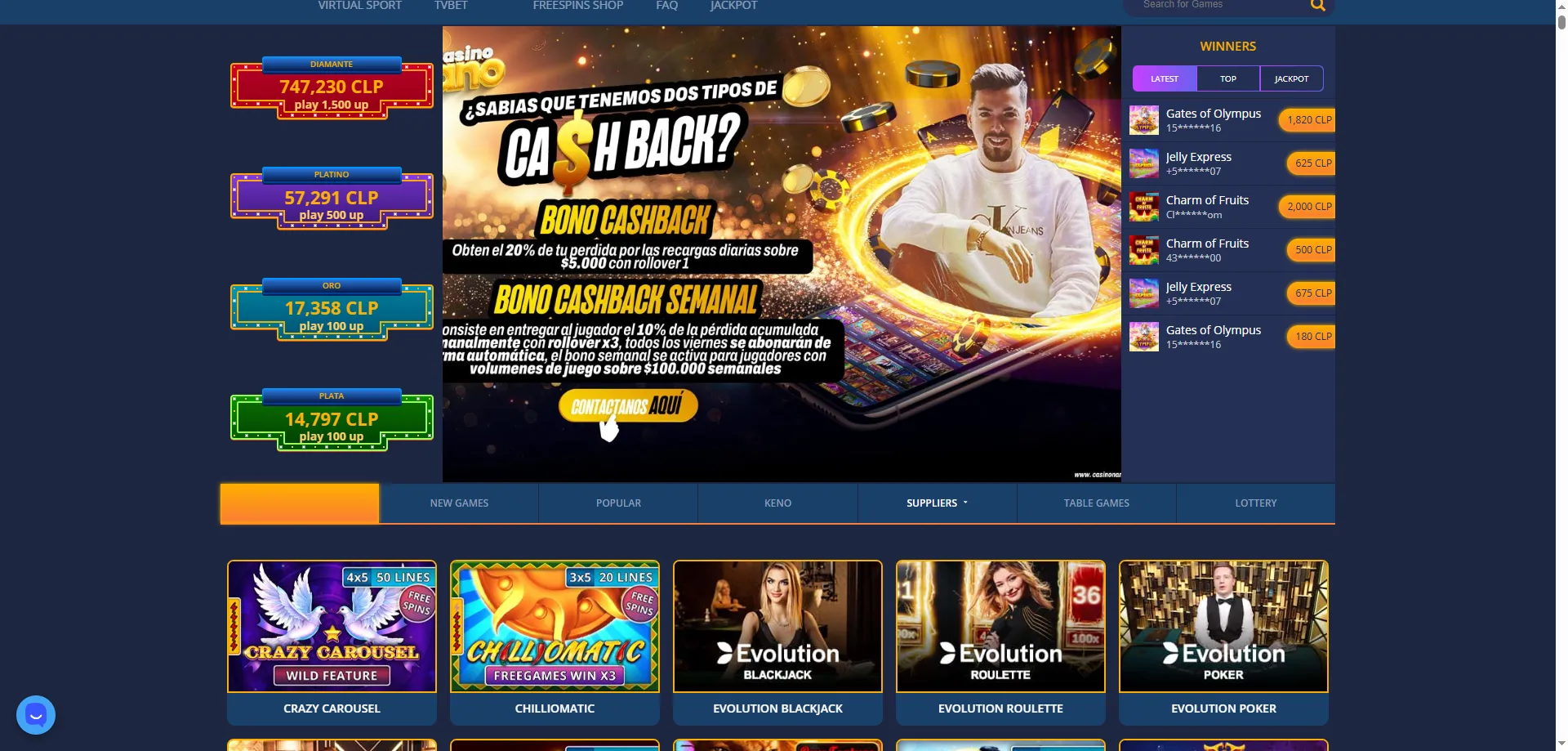 Características principales del casino Nano Chile